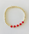 Ashwood Co. Jewelry |  Gold Crystal Red Accent Single Beaded Bracelet